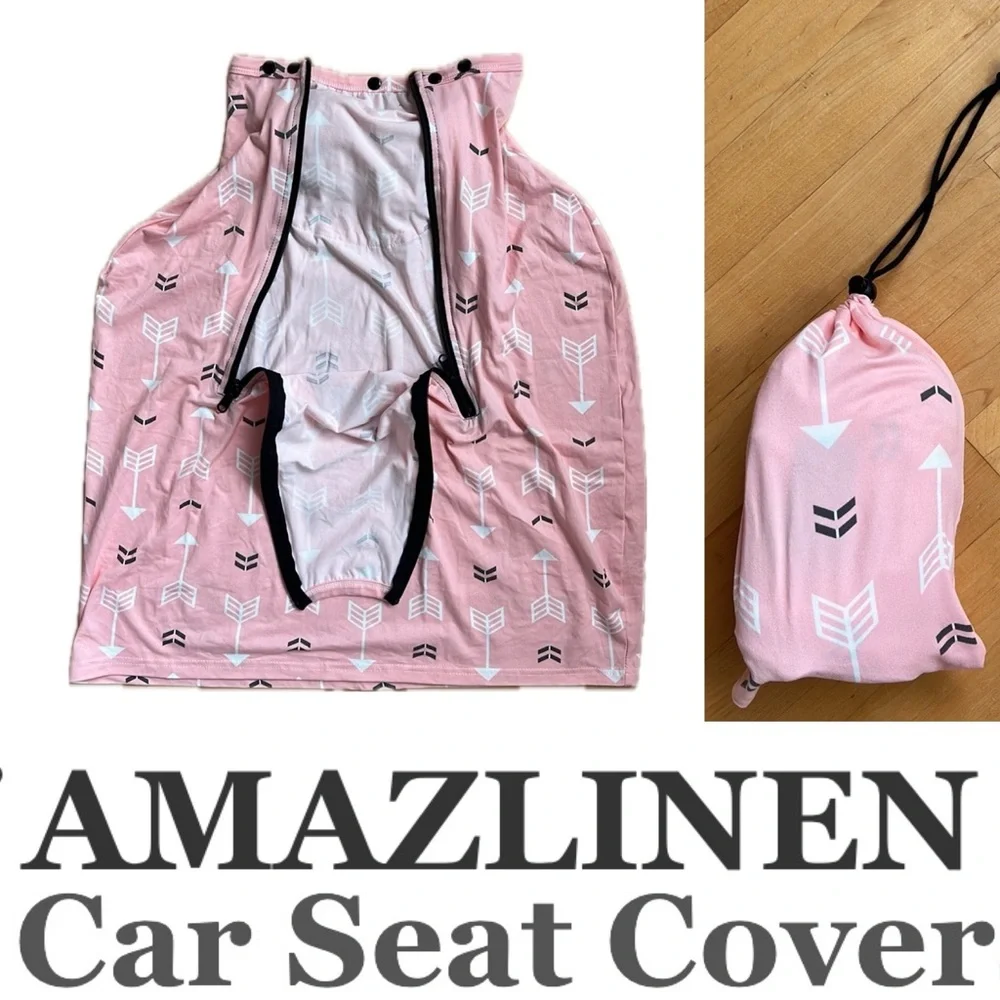 👼Amazlinen Amazing Life Pink Arrow Carseat Cover | Mesh Netting | Packable